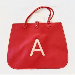 Red A Letter Stitched Handbag
